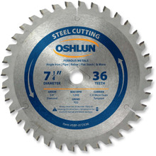 Oshlun SBF-072536 7-1/4-Inch 36 Tooth TCG Saw Blade with 5/8-Inch Arbor (Diamond Knockout) for Mild Steel and Ferrous Metals