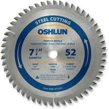 Oshlun SBF-072552 7-1/4-Inch 52 Tooth TCG Saw Blade with 5/8-Inch (Diamond Knockout) for Mild Steel and Ferrous Metals