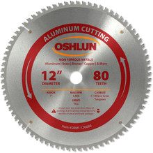 Oshlun SBNF-120080 12-Inch 80 Tooth TCG Saw Blade with 1-Inch Arbor for Aluminum and Non Ferrous Metals