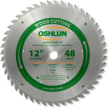 Oshlun SBW-120048 12-Inch 48 Tooth ATB General Purpose Saw Blade with 1-Inch Arbor