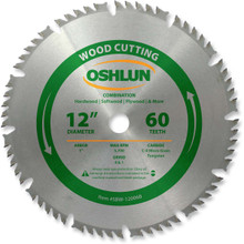 Oshlun SBW-120060 12-Inch 60 Tooth 4 and 1 Combination Saw Blade with 1-Inch Arbor