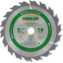 Oshlun SBW-055018 5-1/2-Inch 18 Tooth ATB Fast Cutting and Trimming Saw Blade with 5/8-Inch Arbor (1/2-Inch and 10mm Bushings)