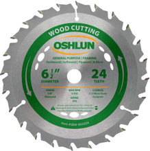 Oshlun SBW-065024 6-1/2-Inch 24 Tooth ATB General Purpose and Framing Saw Blade with 5/8-Inch Arbor (Diamond Knockout)