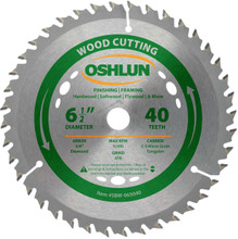 Oshlun SBW-065040 6-1/2-Inch 40 Tooth ATB Finishing and Framing Saw Blade with 5/8-Inch Arbor (Diamond Knockout)