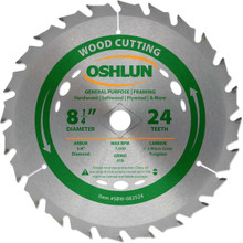 Oshlun SBW-082524 8-1/4-Inch 24 Tooth ATB General Purpose and Framing Saw Blade with 5/8-Inch Arbor (Diamond Knockout)