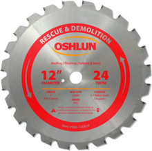 Oshlun SBR-120024 12-Inch 24 Tooth FTG Saw Blade with 1-Inch Arbor (7/8-Inch and 20mm Bushings) for Rescue and Demolition