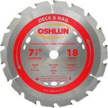 Oshlun SBM-072518 7-1/4-Inch 18 Tooth ATB Deck and Nail Saw Blade with 5/8-Inch Arbor (Diamond Knockout)