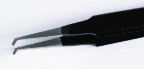 ESD Tweezers, MicroTip 45deg Hook 1x1x2mm, Wiha 44521