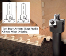 Vortex 9101 CNC Flat Table Dovetail Router Bit with Replaceable Inserts. Tool Body Accepts Square or Rounded Profiles.