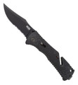 SOG Trident Folding Knife, Black TiNi, Clip Point, Partially Serrated