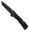 SOG Trident Folding Knife, Black TiNi, Tanto Point, Straight Edge