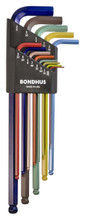 Bondhus 69637 ColorGuard Ball End L-Wrench Set, Extra Long Arm, 13pc Imperial- 100-69637