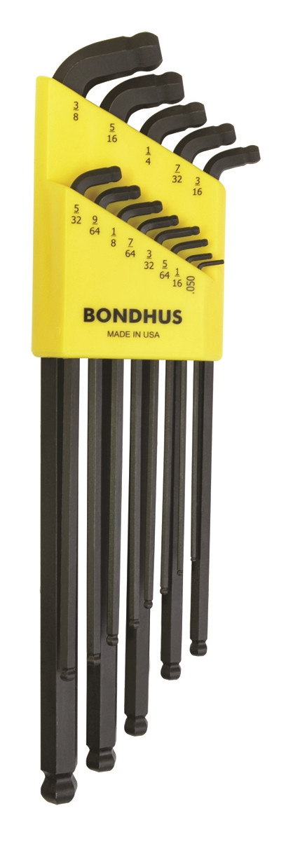 sizes .050-3/8-Inch Long Length Bondhus 12137 Set of 13 Hex L-wrenches 