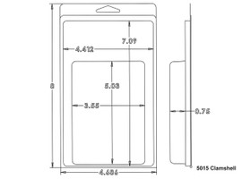 Outside Dimensions:
Width- 4.6860
Height- 8.0000

Inside Dimensions:
Width- 3.5500
Height- 5.0300
Depth- .7500

# of Cavities  1