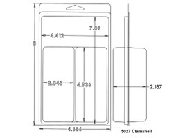 Outside Dimensions:
Width- 4.6860
Height- 8.0000

Inside Dimensions:
Width- 2.0430
Height- 4.9360
Depth- 2.1870 

# of Cavities  2 equal