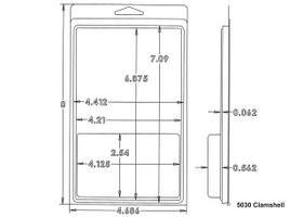 Outside Dimensions:
Width- 4.6860
Height- 8.0000

Inside Dimensions:
Width- 4.1250
Height- 2.5400
Depth- .5620  

# of Cavities  1