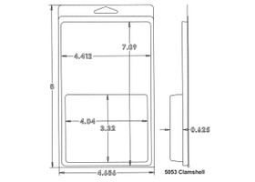 Outside Dimensions:
Width- 4.6860
Height- 8.0000

Inside Dimensions:
Width- 4.0400
Height- 3.3200
Depth- .6250  

# of Cavities  1