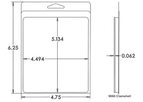 Outside Dimensions:
Width- 4.7500
Height- 6.2500

Inside Dimensions:
Width- 4.4940
Height- 5.1340
Depth- .0620  

# of Cavities  1    

Quantity Per Case: 275 pieces/case

Price Per Case: $112.61