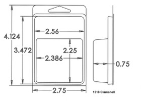 Outside Dimensions:
Width- 2.7500
Height- 4.1240

Inside Dimensions:
Width- 2.3860
Height- 2.2500
Depth- .7500

# of Cavities  1
