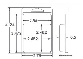 Outside Dimensions:
Width- 2.7500
Height- 4.1240

Inside Dimensions:
Width- 2.4820
Height- 2.4820
Depth- .5000
  
# of Cavities  1