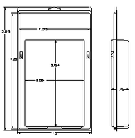 Outside Dimensions:
Width- 7.5000
Height- 12.3750

Inside Dimensions:
Width- 6.0000
Height- 8.7500
Depth- 1.7500

# of Cavities  1