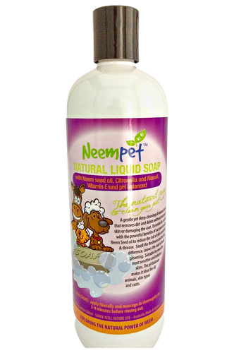 Wonderful all  natural *LIQUID pet soap with citronella, niaouli and Vit E. You won't believe the difference!  Perfect for even the most sensitive and irritated skin. 