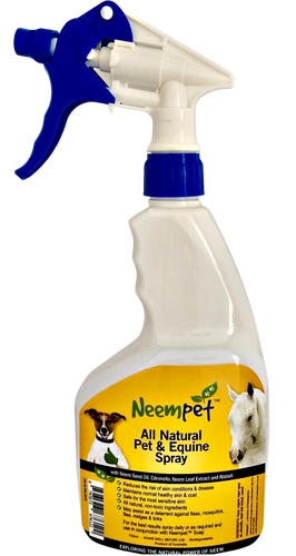 Use daily for maintenance of skin and coat.  Best used in conjunction with washing weekly with our neempet soap. Convenient spray bottle for your pets.