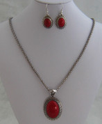Red oval Necklace set