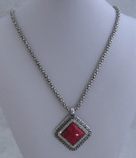 Red and Silver with Diamantie Necklace 
