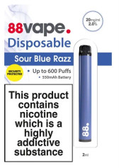 88 Vape - Sour Blue Razz -  Disposable Vape - 20mg