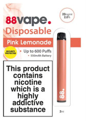 88 Vape - Pink Lemonade -  Disposable Vape - 20mg
