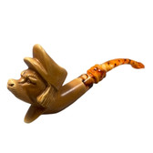 Star Meerschaum  - Dog Carved - Amber Stem 