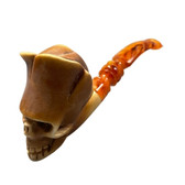 Star Meerschaum  - Skull Carved - Amber Stem 