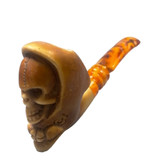 Star Meerschaum  - Skull Carved (1) - Amber Stem 