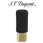 ST Dupont Double Cigar Case - for 2 Cigars - Black Leather & Gold