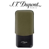 ST Dupont Triple Cigar Case - for 3 Cigars - Khaki Leather & Matte Black