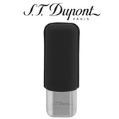 ST Dupont Double Cigar Case - for 2 Cigars - Black Leather & Chrome