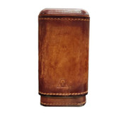 Brown Antique Leather Triple Cigar Case - Cedar Lined - Robusto Size