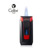 Colibri -  Slide Metallic Black Double Jet Flame Cigar Lighter With Punch Cutter