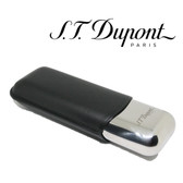 ST Dupont Double Cigar Case - Metal & Black Leather - for 2 Cigars
