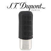 ST Dupont Dandy Double Cigar Case - Metal & Leather - Croc Effect Black