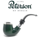 Peterson - House Pipe - XXL Bent Billiard Green- Silver Cap - 9mm Filter P Lip