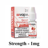 88 Vape - Sweet Strawberry E Liquid - 50/50 - 1mg - 20 x 10ml (200ml Total)
