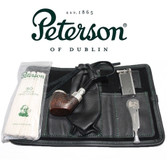 Peterson - Pipe Makers Series - 304 Sandblast Silver Cap Spigot - Leather Pouch Pipe Set