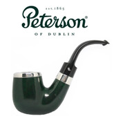 Peterson - House Pipe - XXL Bent Billiard Green- Silver Cap - 9mm Filter