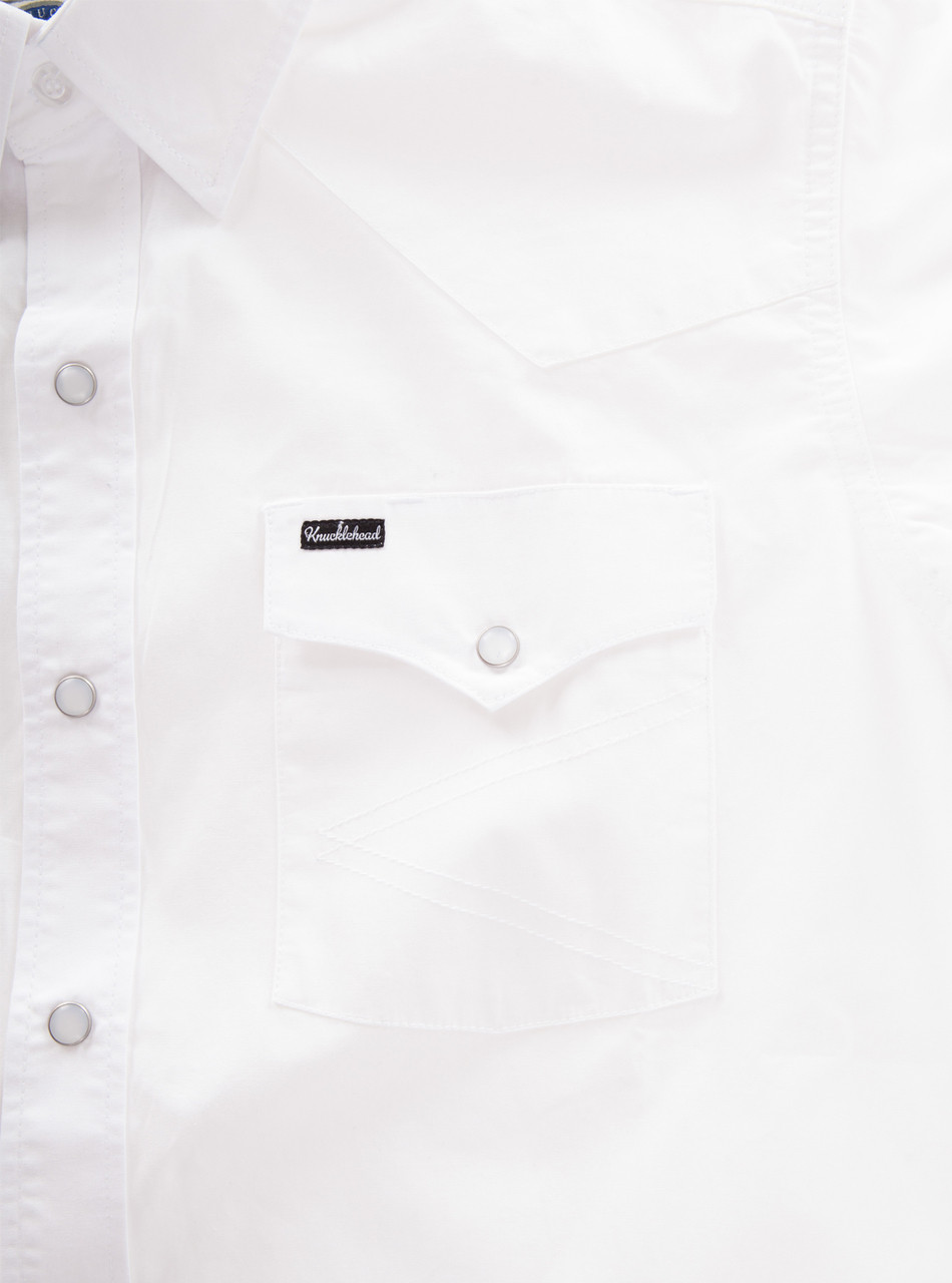 The Dixon v3 - White Cotton with Ivory press studs