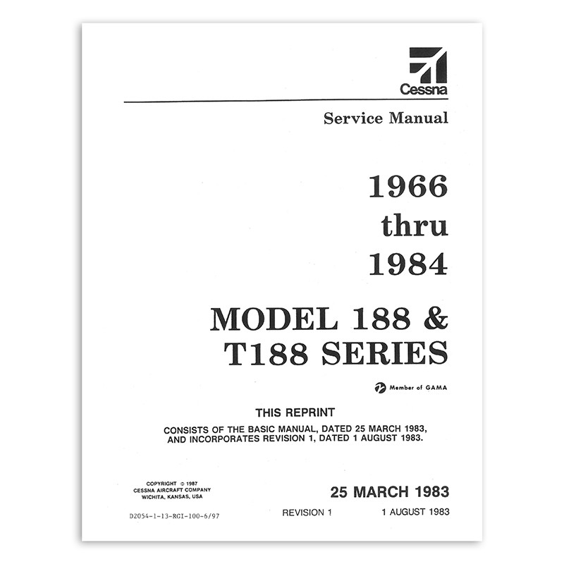 D2054 1 13 CESSNA 188 AG SERIES SERVICE MANUAL 1966 84