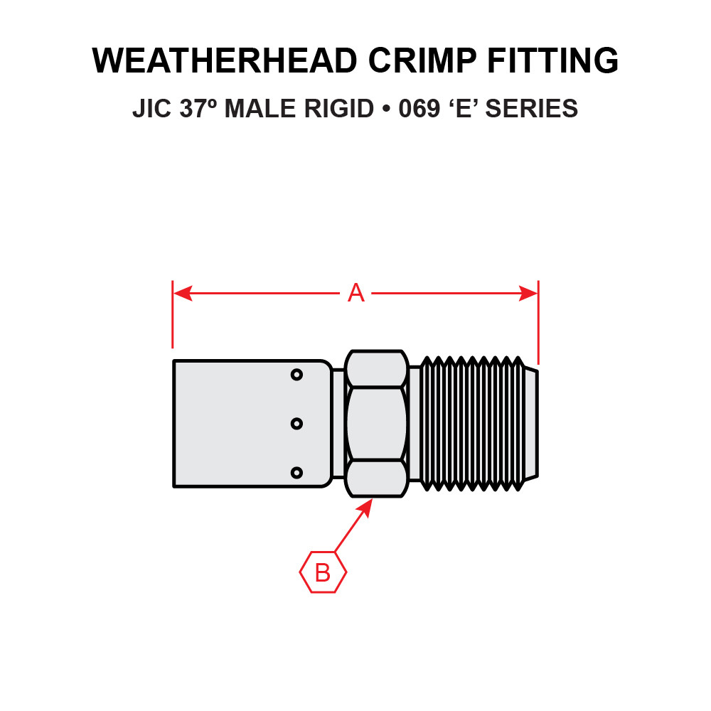 06904E504 WEATHERHEAD CRIMP FITTING JIC 37 DEGREE MALE RIGID