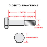 AN176-10A   CLOSE TOLERANCE BOLT - 3/8 X 1-5/64 INCH