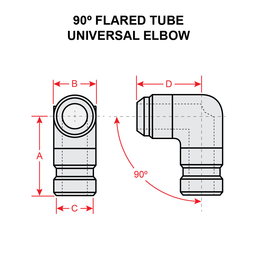 AN9214D 90 DEGREE FLARED TUBE UNIVERSAL ELBOW Univair Aircraft